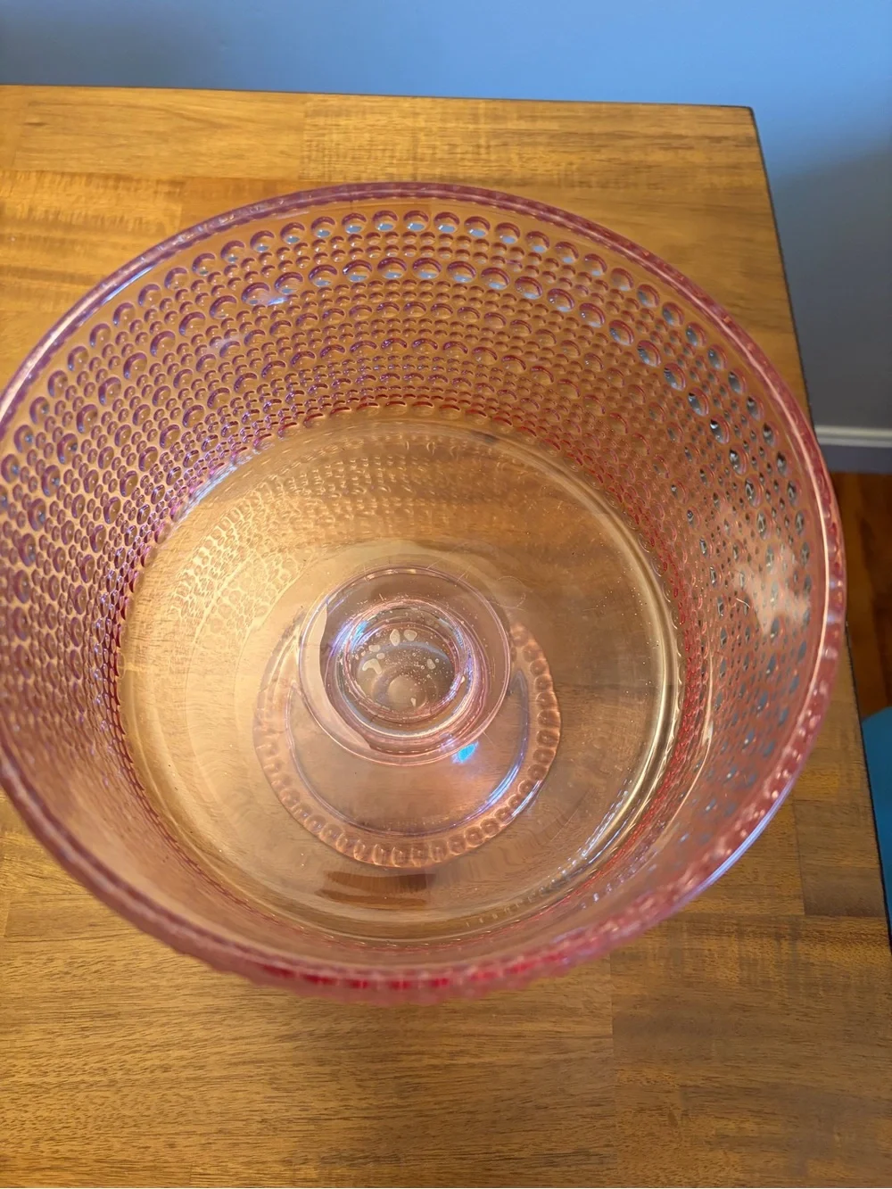 Pink Hobnail Glass Pedestal Trifle Dish
